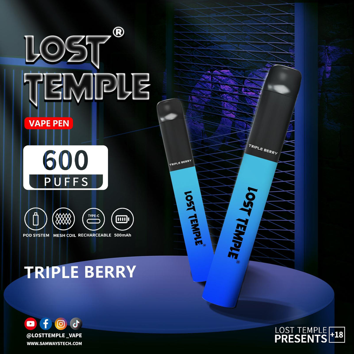 Lost Temple 600 Puffs Disposable Vape Device Kit Box of 10