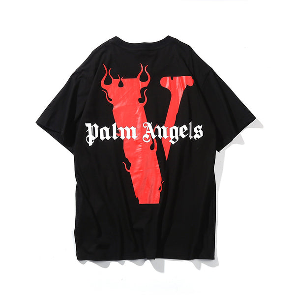 vlone red palm angels white tee