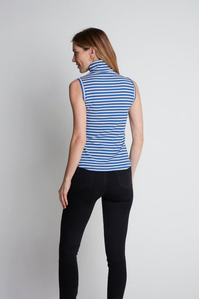 Sleeveless Striped Cotton Roll Neck | Lavender Hill Clothing