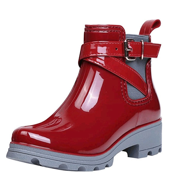 chelsea boots red elastic