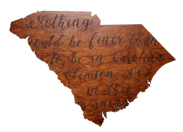 Wooden South Carolina Silhouette Sign Clemsonframeshop