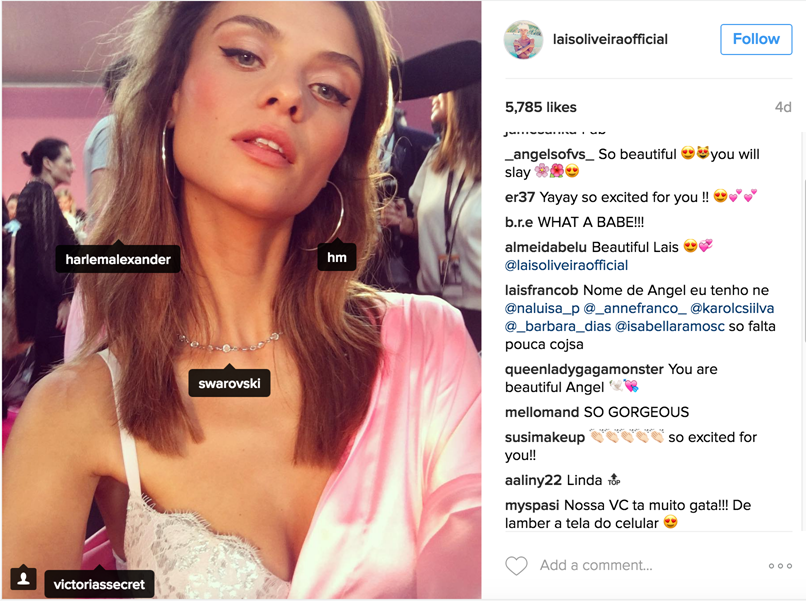 Victoria Secret Angel Lais Oliveria in Swarovski Crystal Choker