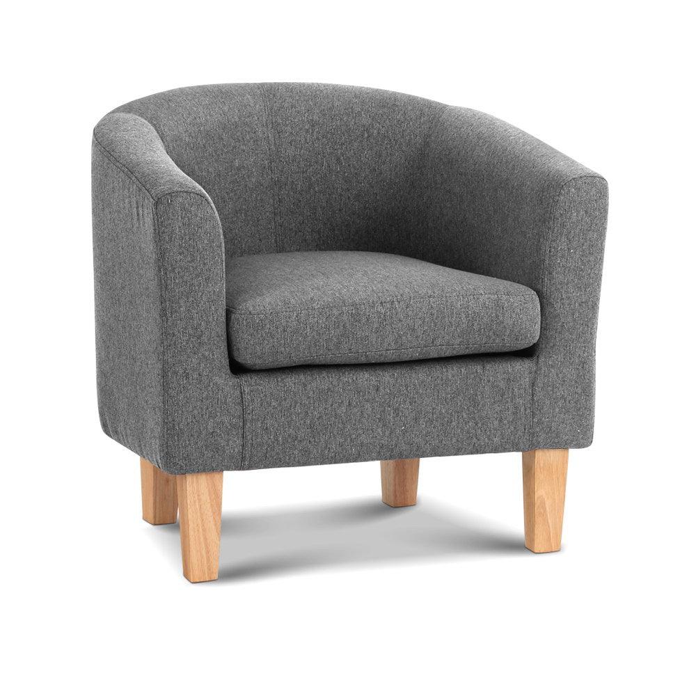 gray fabric armchair