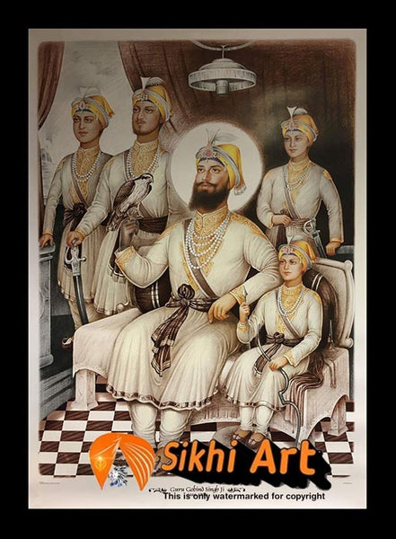 Large Guru Gobind Singh Ji With Chaar Sahibzaade In Size - 40 X 28 –  SikhiArt