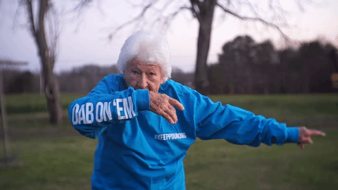 Old Woman doing the dab