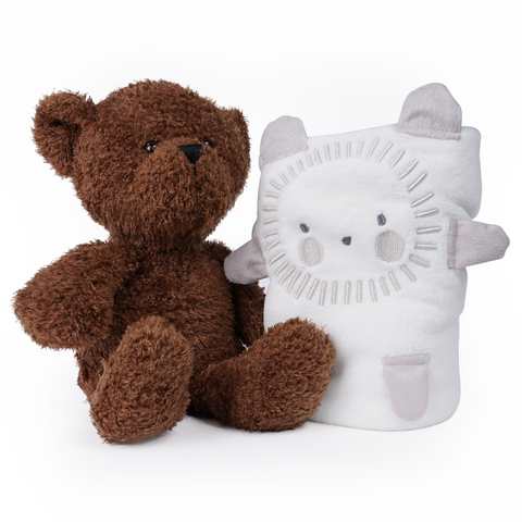 Baby Bear Blanket and Plush Neutral Gift Set