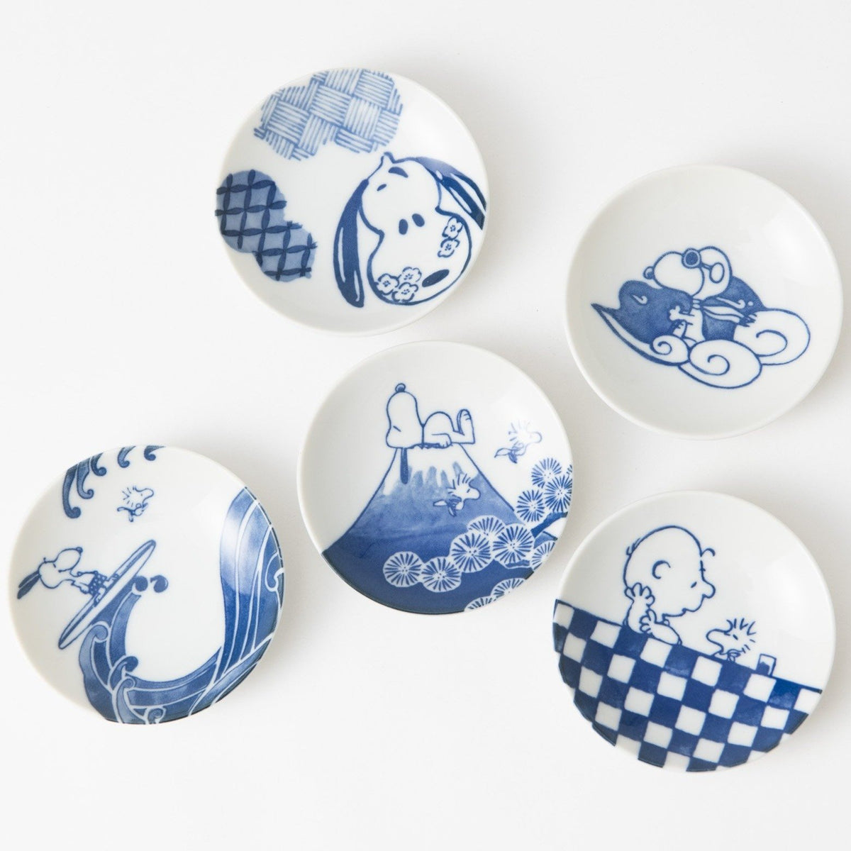 SNOOPY Arabesque KARAKUSA Porcelain Mug & Cake Plate Set JAPAN 