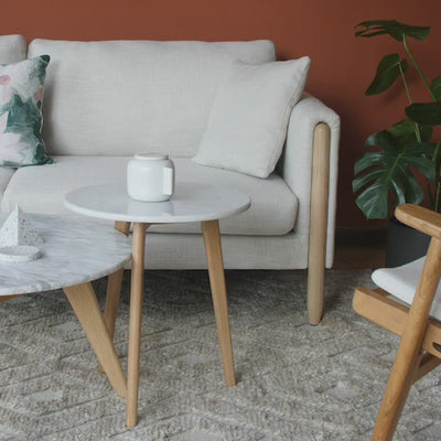 Oia White Marble Side Table