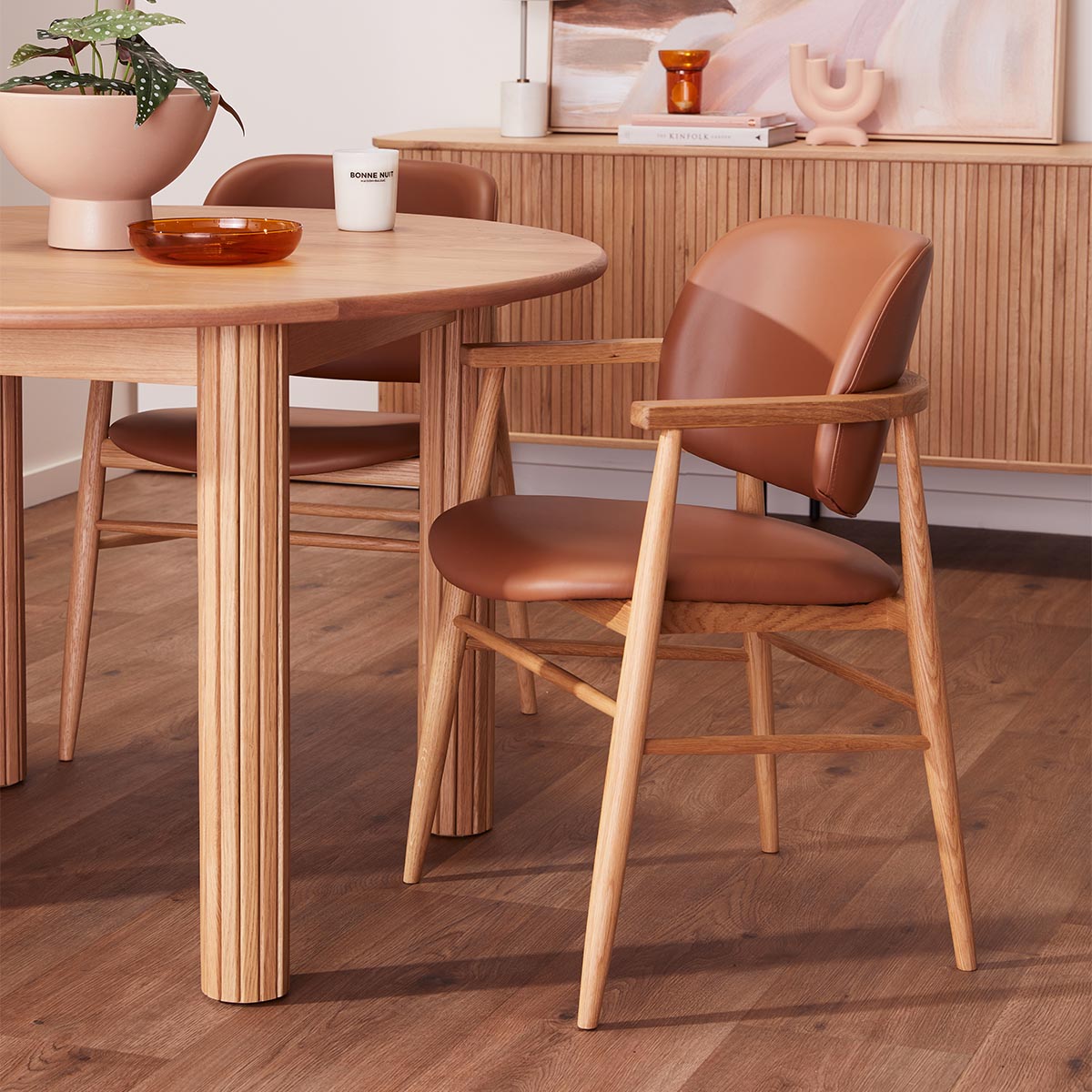 Aura Leather Dining Chair (Oak)