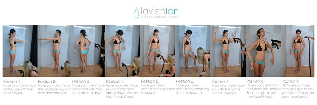 Organic Airbrush Spray Tanning Positions Diagram Chart Client Poses Examples