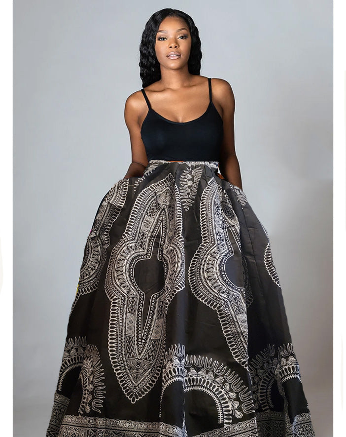 black dashiki skirt