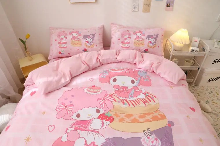 Sanrio Core My Melody Kuromi Piano Bedding Sets Bed Linen Everythingcuteclub 5940