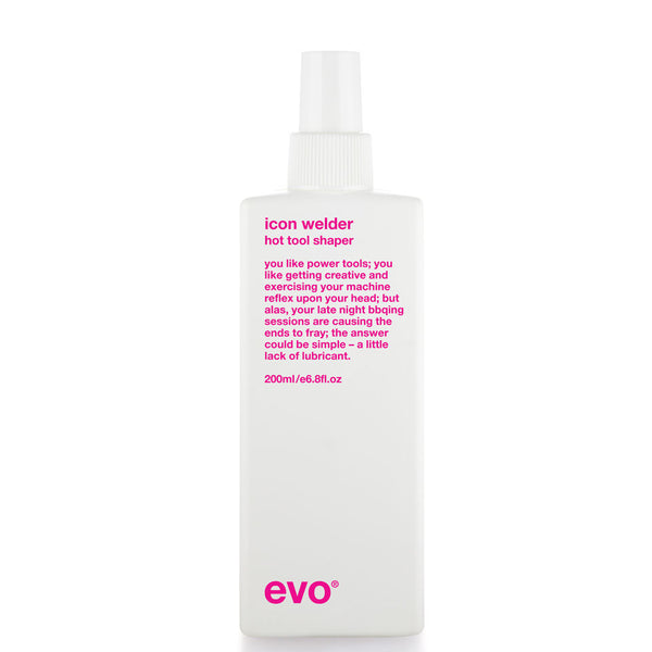 Evo hair spray product bottle against white background