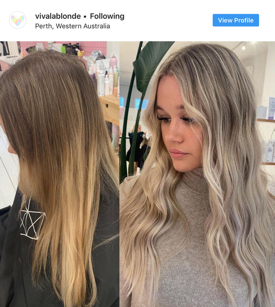 Viva La Blonde before and after ashy blonde hair transformation