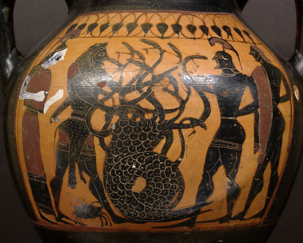 Amphora representing the hydra of Lerna and Hercules