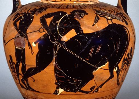 Pottery of Hercules Vs. Crete Bull