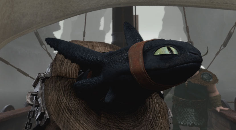 Toothless on Stoik's boat