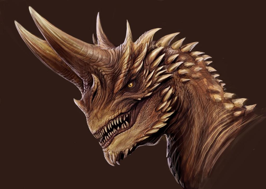 A dragon with big horns