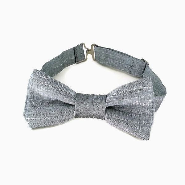 Gray silk bow tie