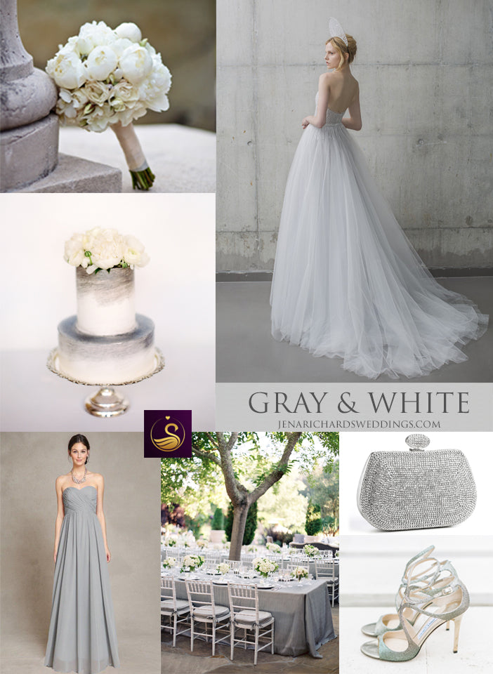 Gray and white wedding inspiration and ideas