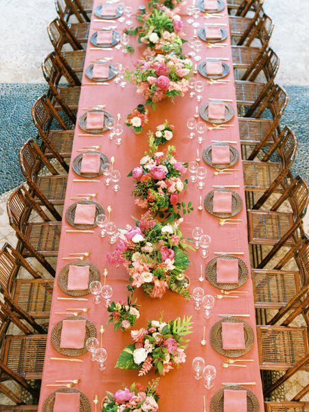 Peach wedding table decor