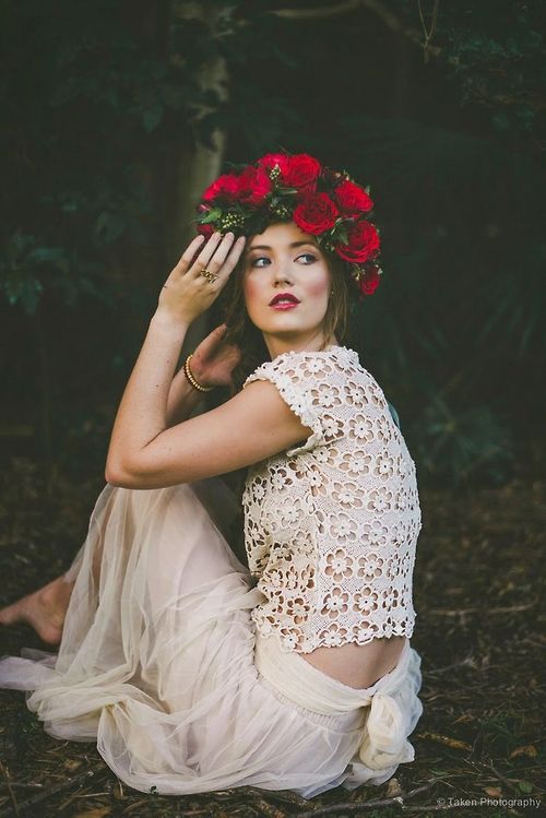 Red floral crown