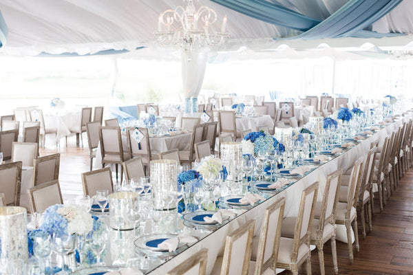 Blue wedding table decor