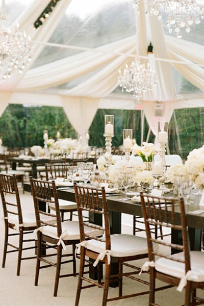 White wedding reception decor