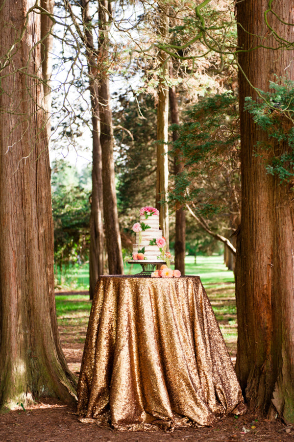 Copper wedding cake table