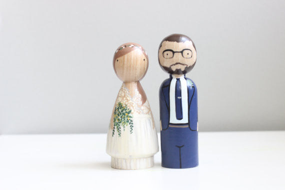 Wooden couple cake topper