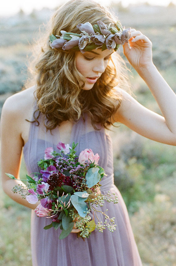 Bridesmaid in Lilac Gray dress