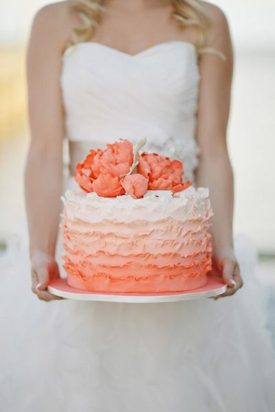 Peach ombre wedding cake