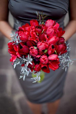 Red bridesmaids bouquet