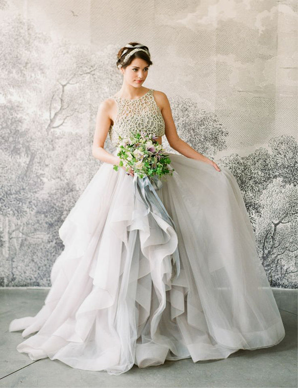 Gray wedding gown