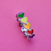 Rainbow Heart Band Ring Gallery Thumbnail