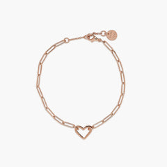 Open Heart Paperclip Chain Bracelet