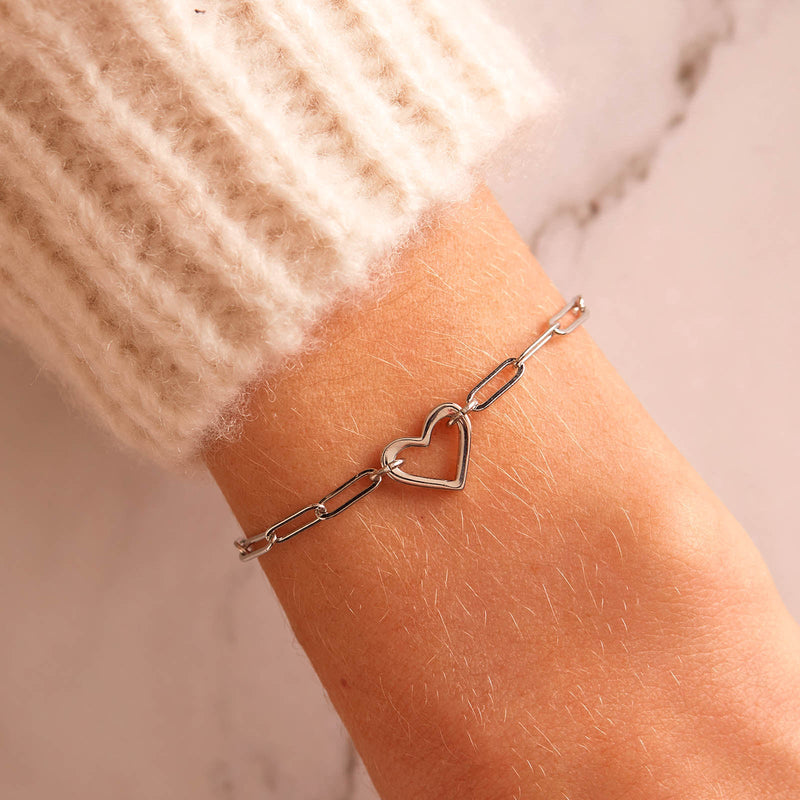 Open Heart Paperclip Chain Bracelet 4