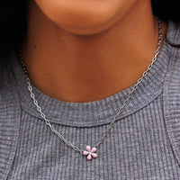 Enamel Flower Paperclip Chain Choker Gallery Thumbnail