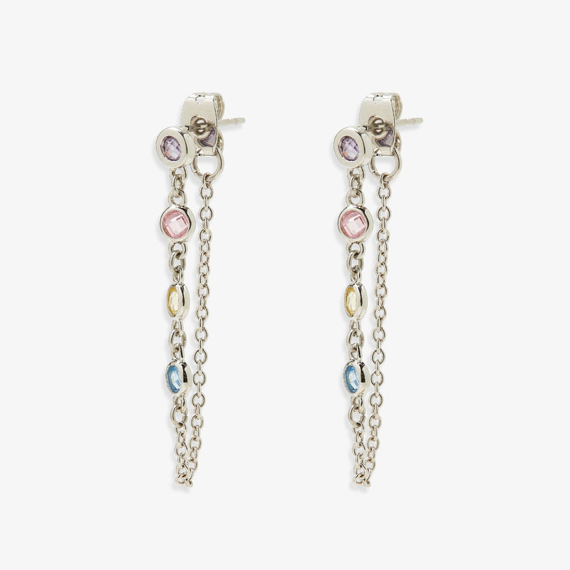 Pastel Gemstone Chain Drop Earrings 1