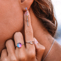 Pastel Gemstone Chain Drop Earrings Gallery Thumbnail