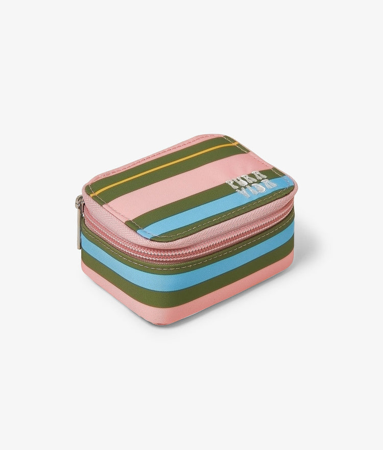 Mini Pink and Green Striped Jewelry Case