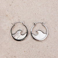 Mother of Pearl Mini Wave Hoop Earrings Gallery Thumbnail