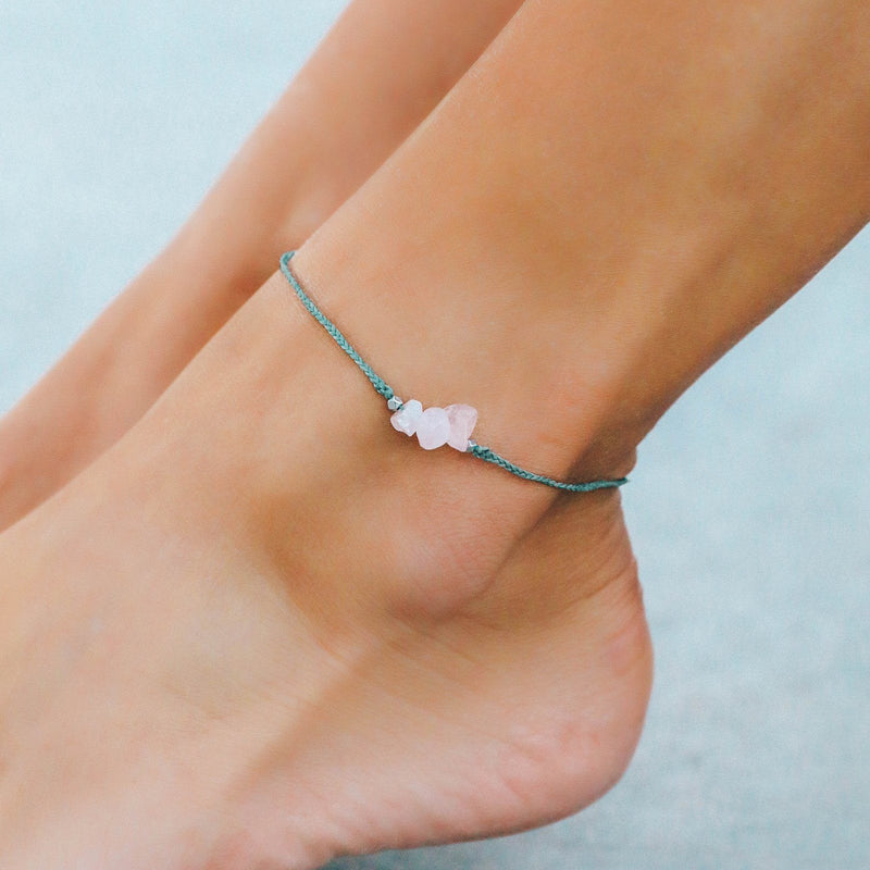 Rose Quartz Raw Stone Anklet 3