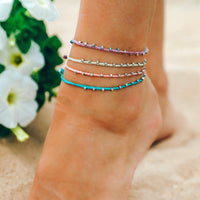 Silver Stitched Beaded Anklet Gallery Thumbnail