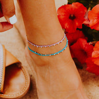 Silver Stitched Beaded Anklet Gallery Thumbnail
