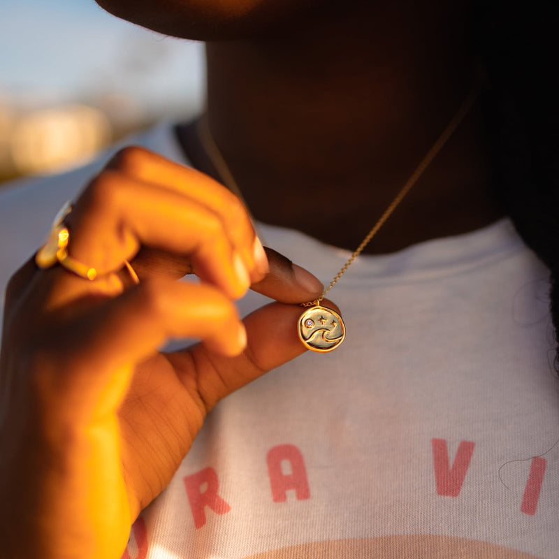 Crystal Wave Coin Necklace 7