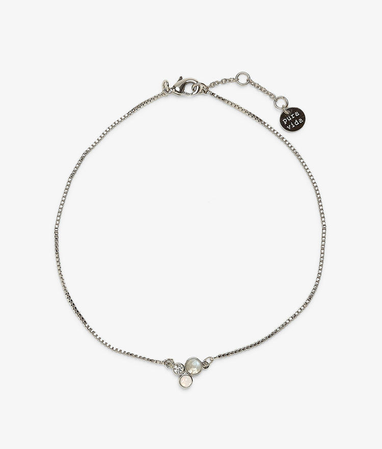 Delicate Three Stone Chain Anklet