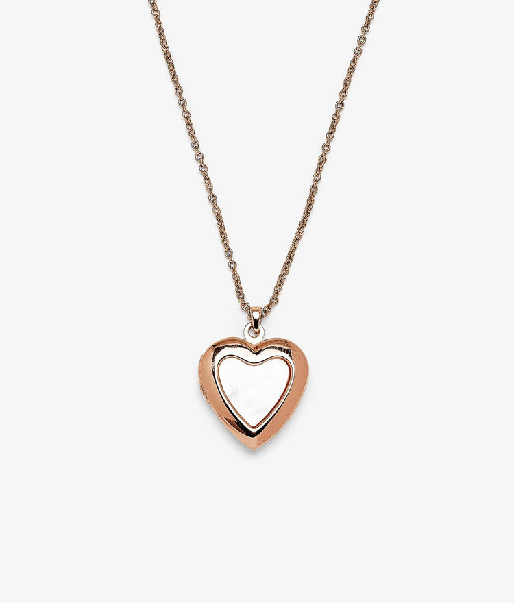 Stone Heart Locket Necklace