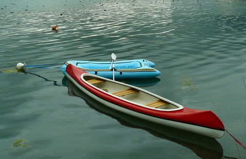 Canoe and Kayak Tied to Buoy
