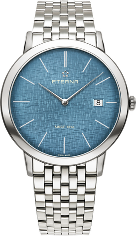 Eterna Eternity for him blue dial w stainless steel case and bracelet